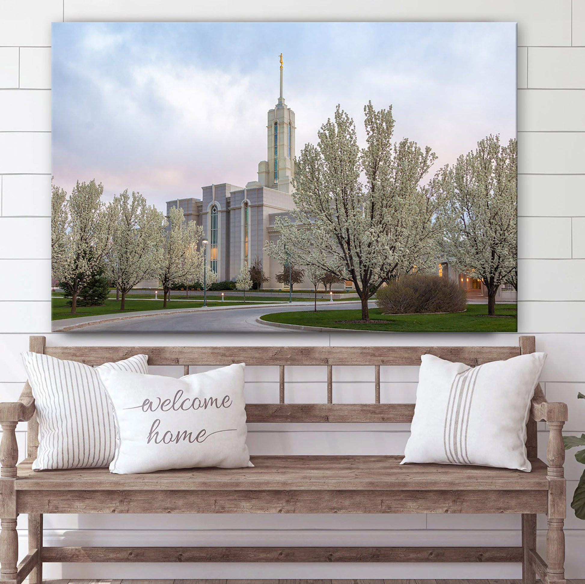Mt Timpanogos Temple Spring Blossoms Canvas Wall Art - Jesus Christ Picture - Canvas Christian Wall Art