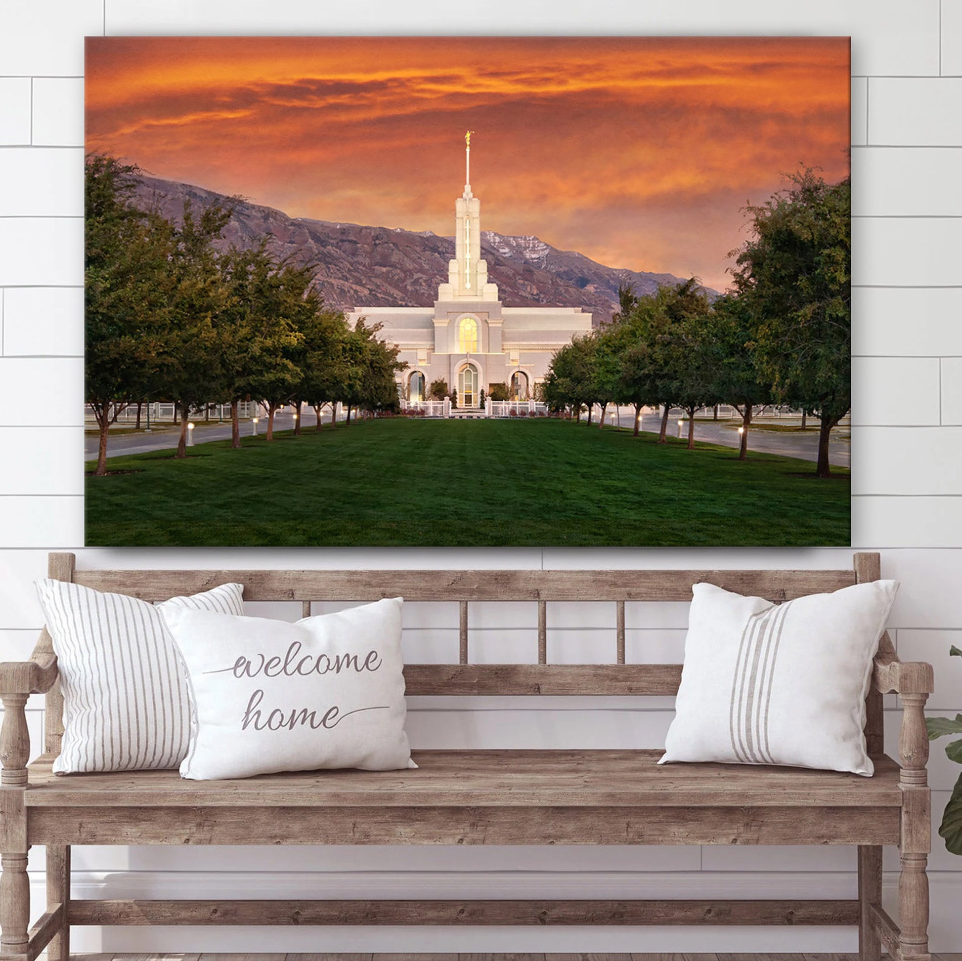 Mt Timpanogos Temple Sunrise Canvas Wall Art - Jesus Christ Picture - Canvas Christian Wall Art