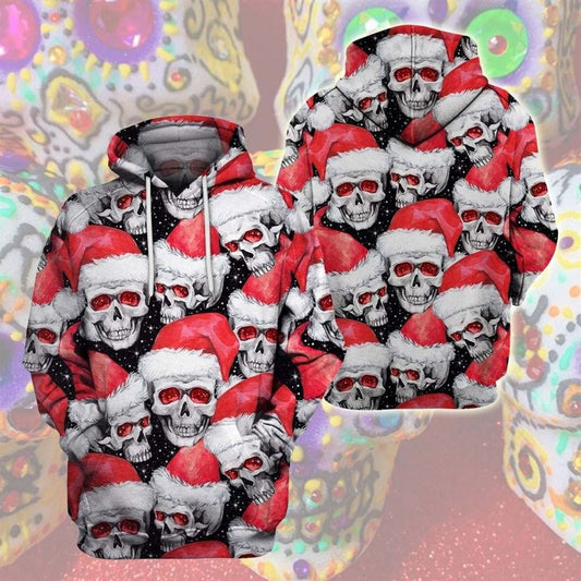Multiple Skull Christmas All Over Print 3D Hoodie For Men And Women, Christmas Gift, Warm Winter Clothes, Best Outfit Christmas
