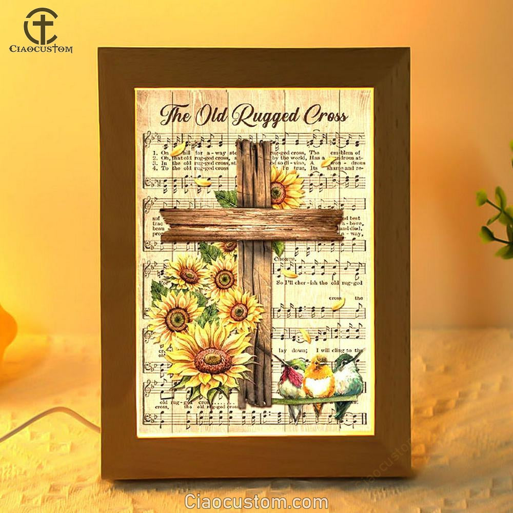 Music Sheet, Colorful Hummingbird, Sunflower, The Old Rugged Cross Frame Lamp