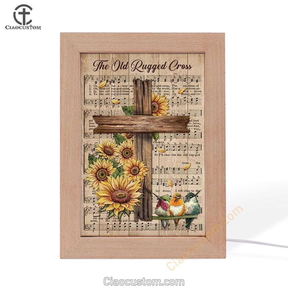 Music Sheet, Colorful Hummingbird, Sunflower, The Old Rugged Cross Frame Lamp