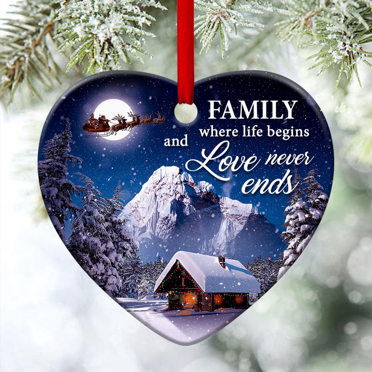 Must-Have Christmas Ceramic Heart Ornament - Meaning Of Family - Christmas Decor - Funny Ornament