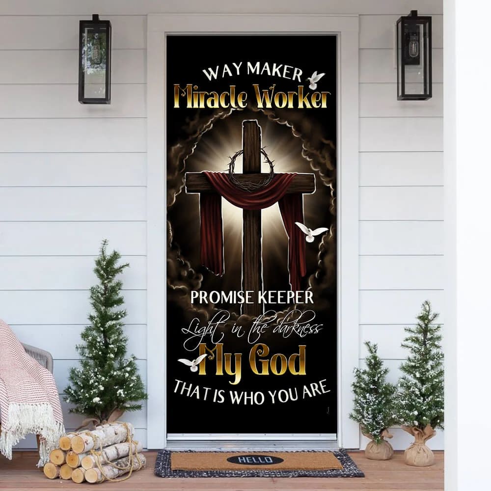 My Beautiful God Door Cover - Religious Door Decorations - Christian Home Decor