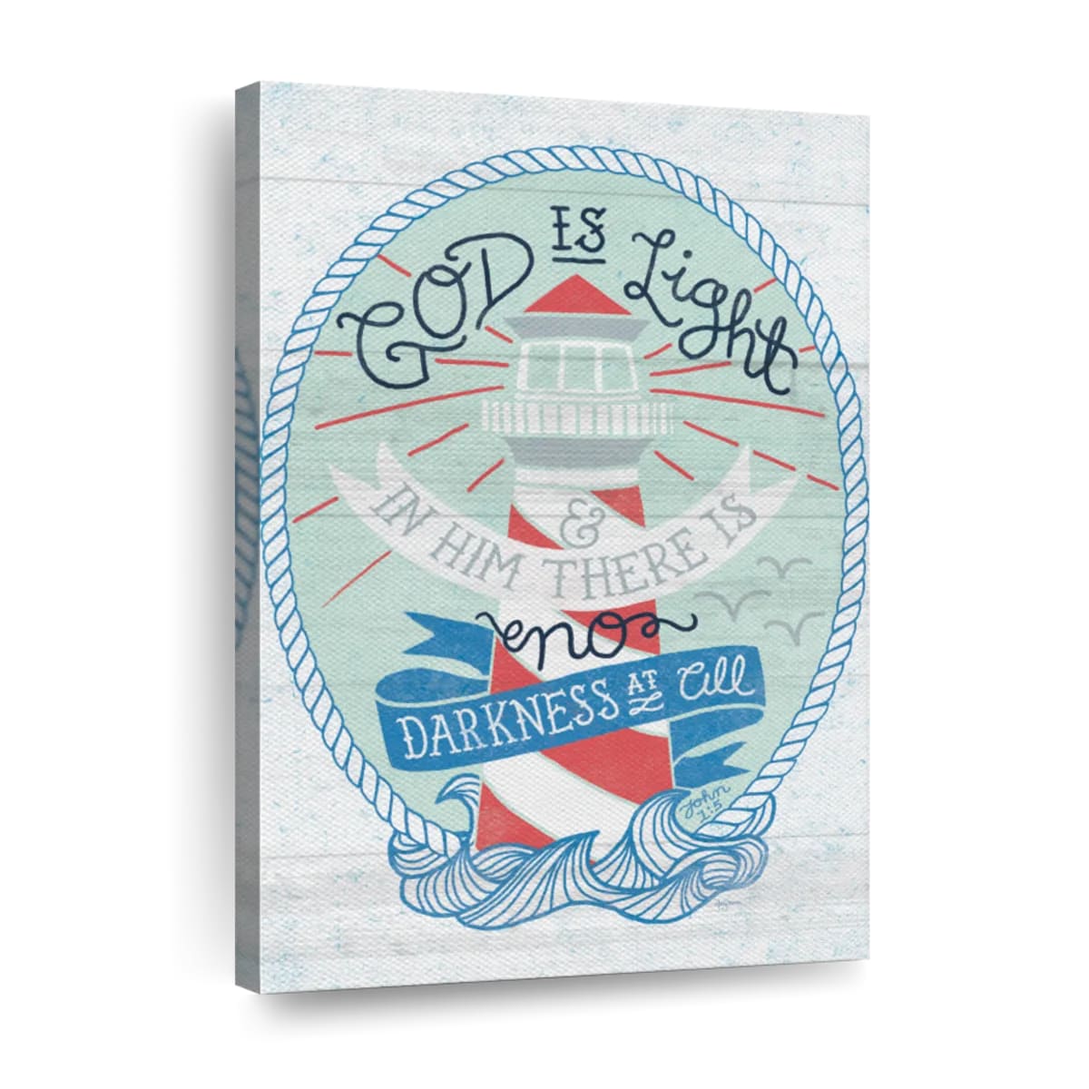 My Captain Shiplap God Is Light Canvas Wall Art - Canvas Religious Wall Art - Christian Wall Decor Living Room