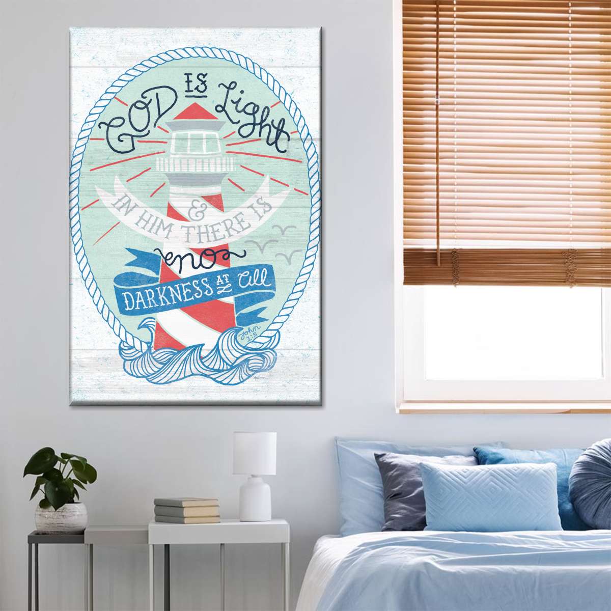 My Captain Shiplap God Is Light Canvas Wall Art - Canvas Religious Wall Art - Christian Wall Decor Living Room