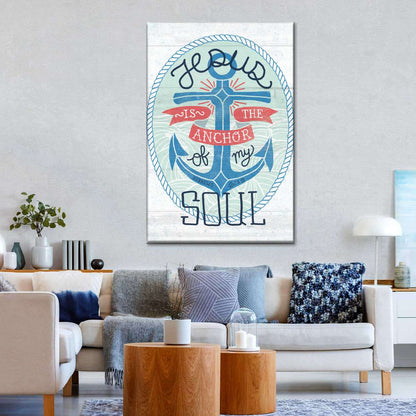My Captain Shiplap Jesus Is The Anchor Of My Soul Canvas Wall Art - Canvas Religious Wall Art - Christian Wall Decor Living Room