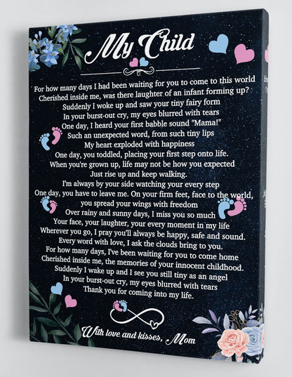 My Child Canvas Wall Art Gift For Daughter & Son From Mom Framed Canvas
