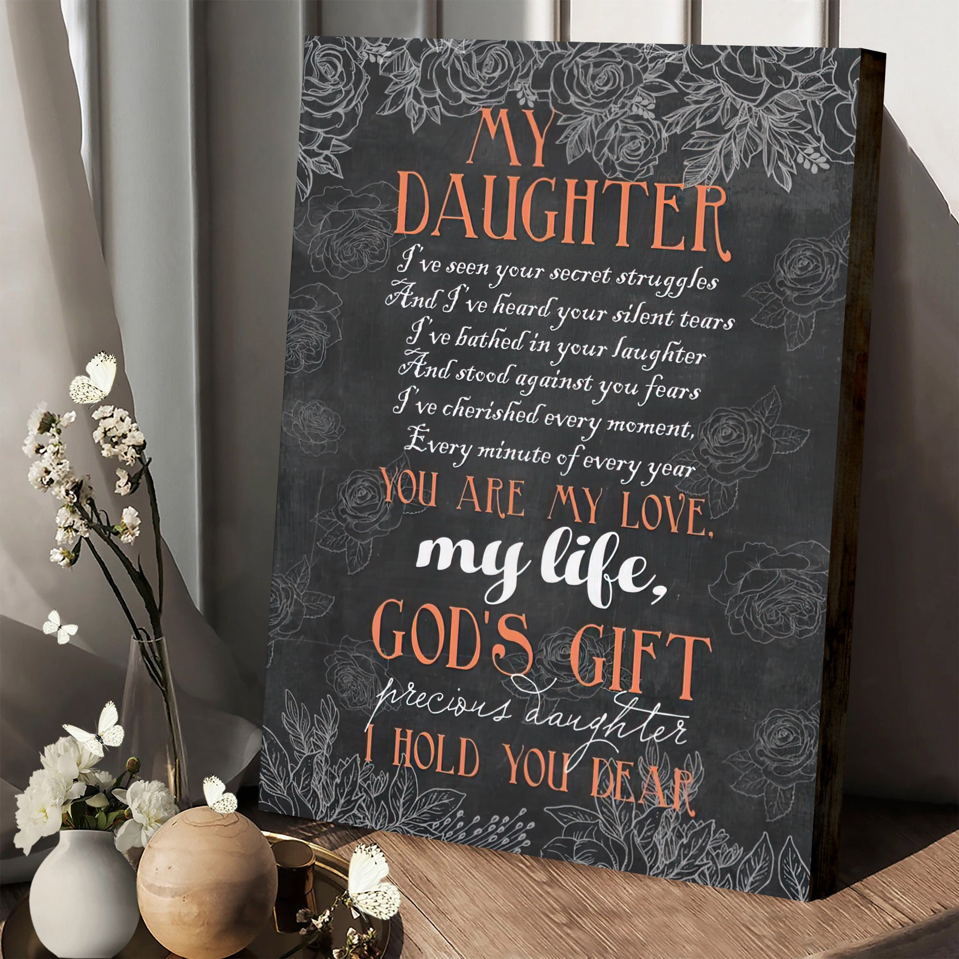 My Daughter You Are Love Life Gods Gift Wall Art Canvas Print - Wall Decorator