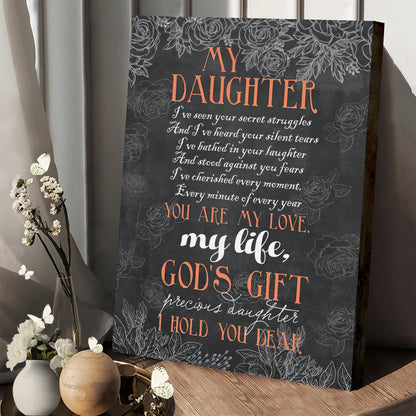 My Daughter You Are Love Life Gods Gift Wall Art Canvas Print - Wall Decorator
