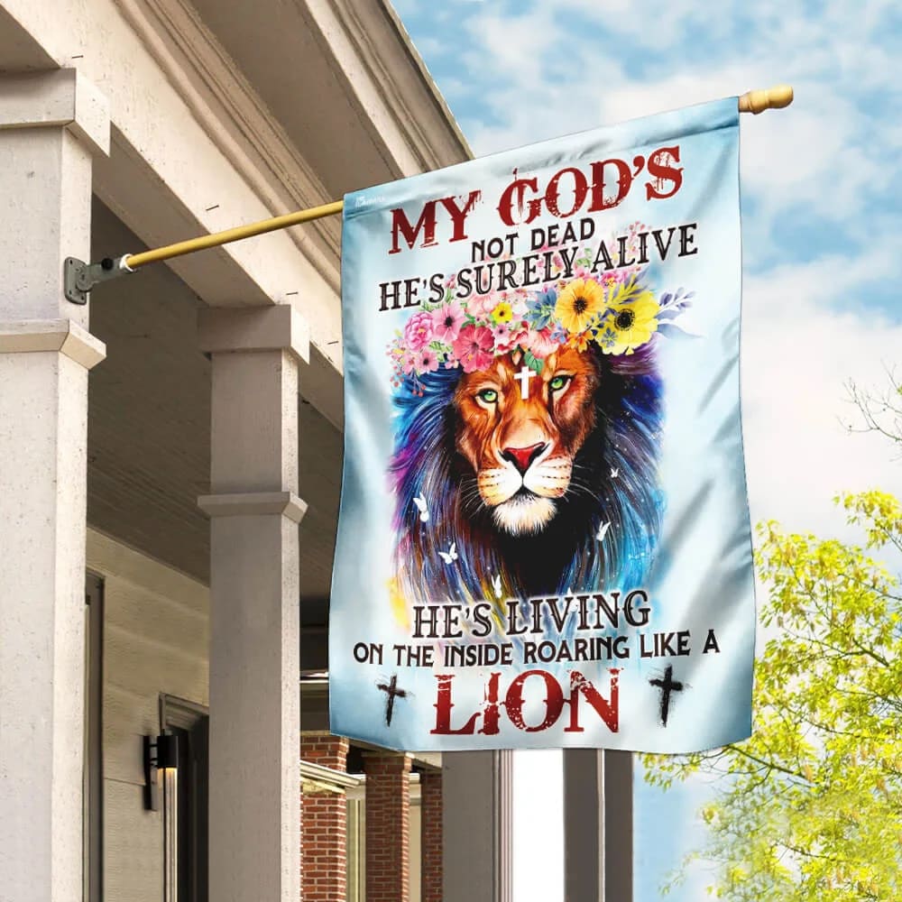 My God Not Dead Christian Lion House Flag - Christian Garden Flags - Christian Flag - Religious Flags