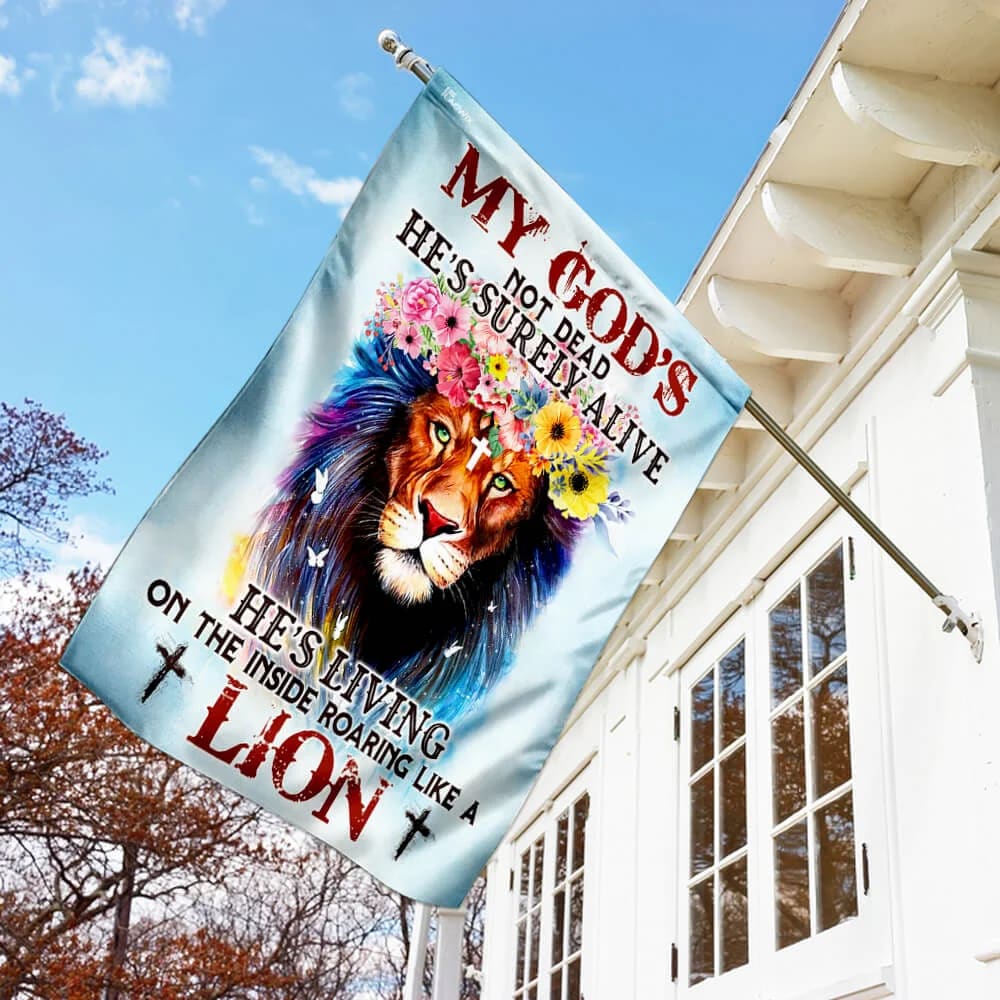 My God Not Dead Christian Lion House Flag - Christian Garden Flags - Christian Flag - Religious Flags