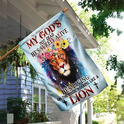 My God Not Dead Christian Lion House Flag - Christian Garden Flags - Christian Flag - Religious Flags