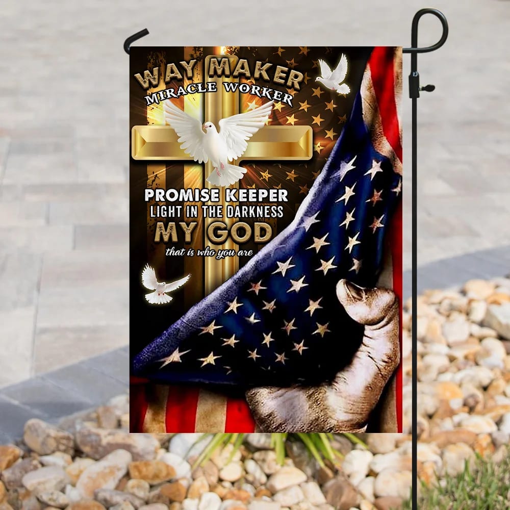 My God Way Maker Miracle Worker Christian Doves House Flags - Christian Garden Flags - Outdoor Christian Flag