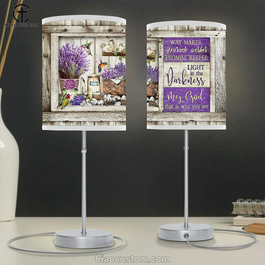 My God is the light in the darkness Dried lavender hummingbird Table Lamp For Bedroom - Bible Verse Table Lamp - Religious Room Decor