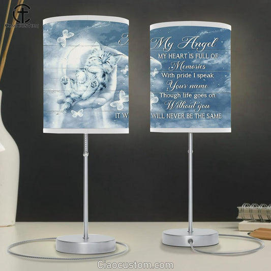 My Heart Is Full Of Memories Table Lamp - Baby Cat Jesus Take My Hand Table Lamp For Bedroom - Bible Verse Table Lamp - Religious Room Decor