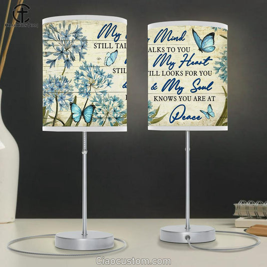 My Mind Still Talks To You Butterflies Large Table Lamp - Christian Table Lamp Prints - Religious Table Lamp Art