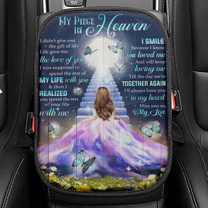 My Piece In Heaven Beautiful Girl Seat Box Cover, Christian Car Center Console Cover, Bible Verse Car Interior Accessories