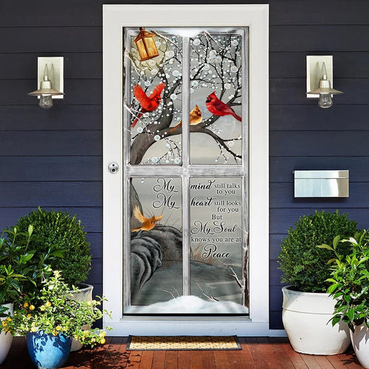 My Soul Knows You Are At Peace Cardinal Memory Sign Door Cover - Religious Door Decorations