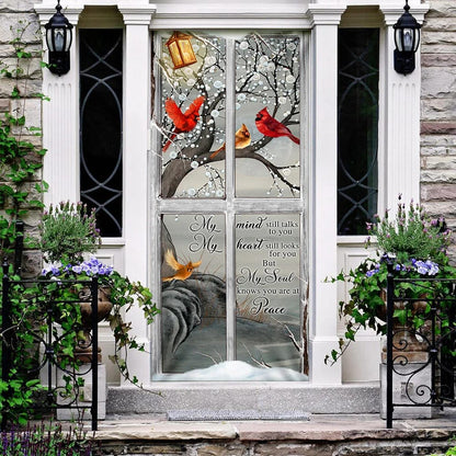 My Soul Knows You Are At Peace Cardinal Memory Sign Door Cover - Religious Door Decorations