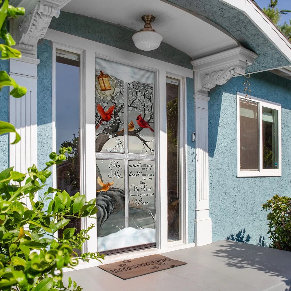 My Soul Knows You Are At Peace Cardinal Memory Sign Door Cover - Religious Door Decorations