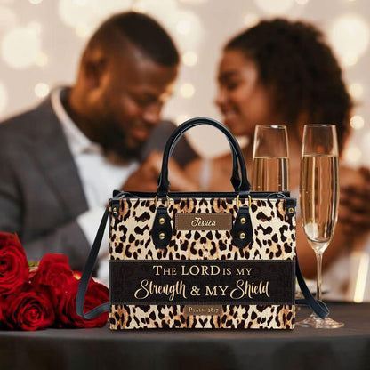 My Strength & My Shield Personalized Leather Bag With Handle for Christian Women