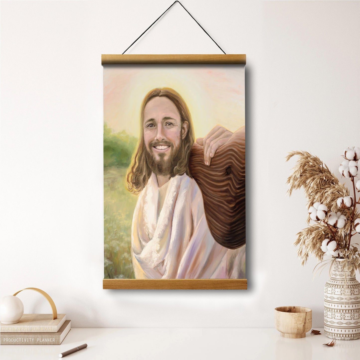 My Yoke Is Easy My Burden Light Hanging Canvas Wall Art - Jesus Picture - Jesus Portrait Canvas - Religious Canvas