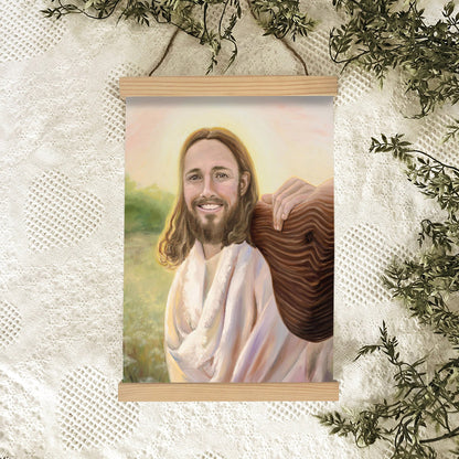 My Yoke Is Easy My Burden Light Hanging Canvas Wall Art - Jesus Picture - Jesus Portrait Canvas - Religious Canvas