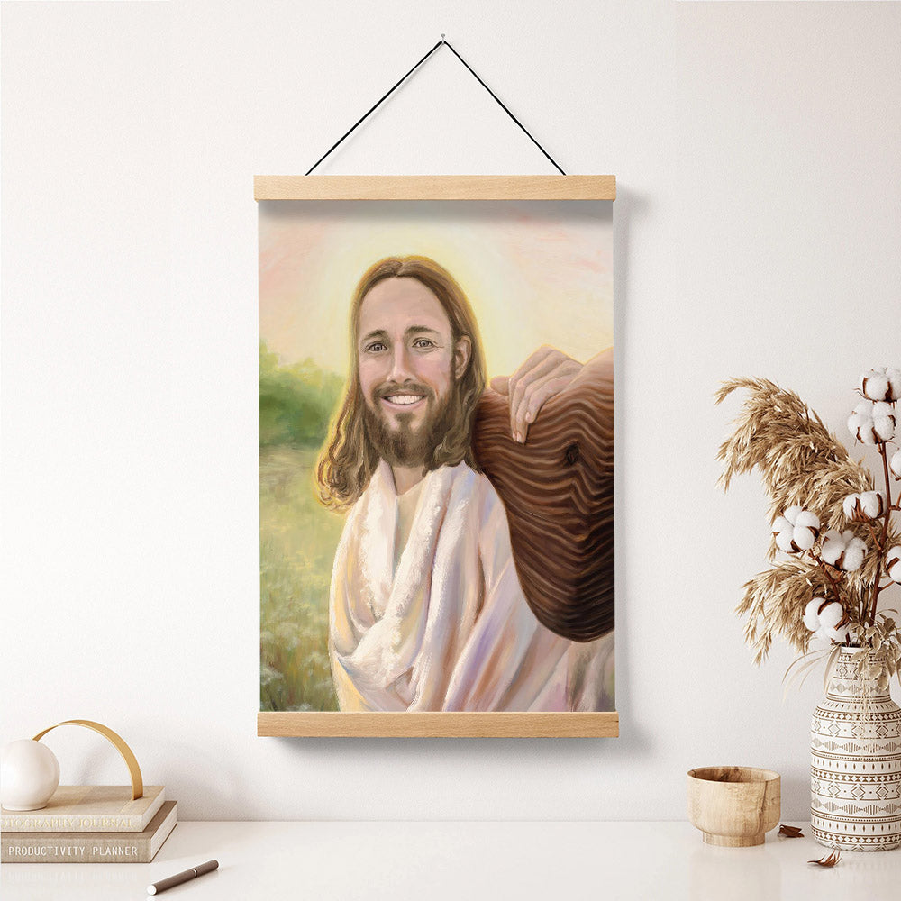 My Yoke Is Easy My Burden Light Hanging Canvas Wall Art - Jesus Picture - Jesus Portrait Canvas - Religious Canvas