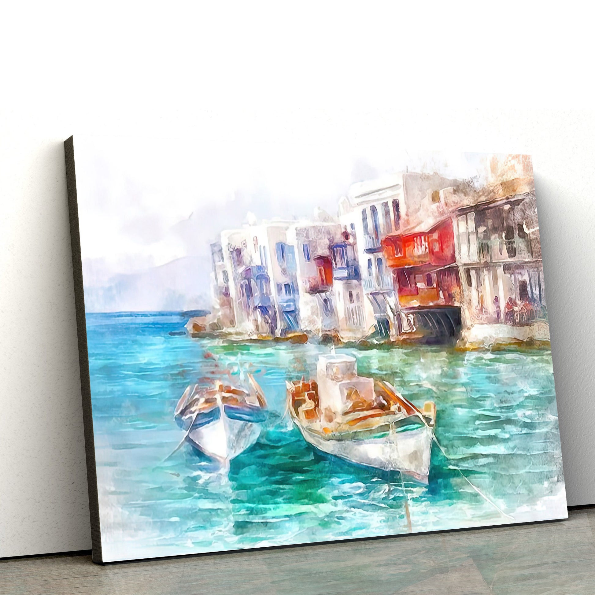 Mykonos Island Painting Greece Mykonos Canvas Wall Art - Canvas Wall Decor - Home Decor Living Room