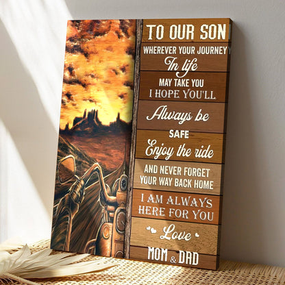 To Our Son - Never Forget Your Way Back Home - Gift For Biker Son From Mom & Dad - Ciaocustom