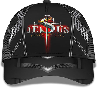 Nails Cross With Crown Of Thorn Jesus Saved My Life All Over Print Baseball Cap - Christian Hats For Men Women