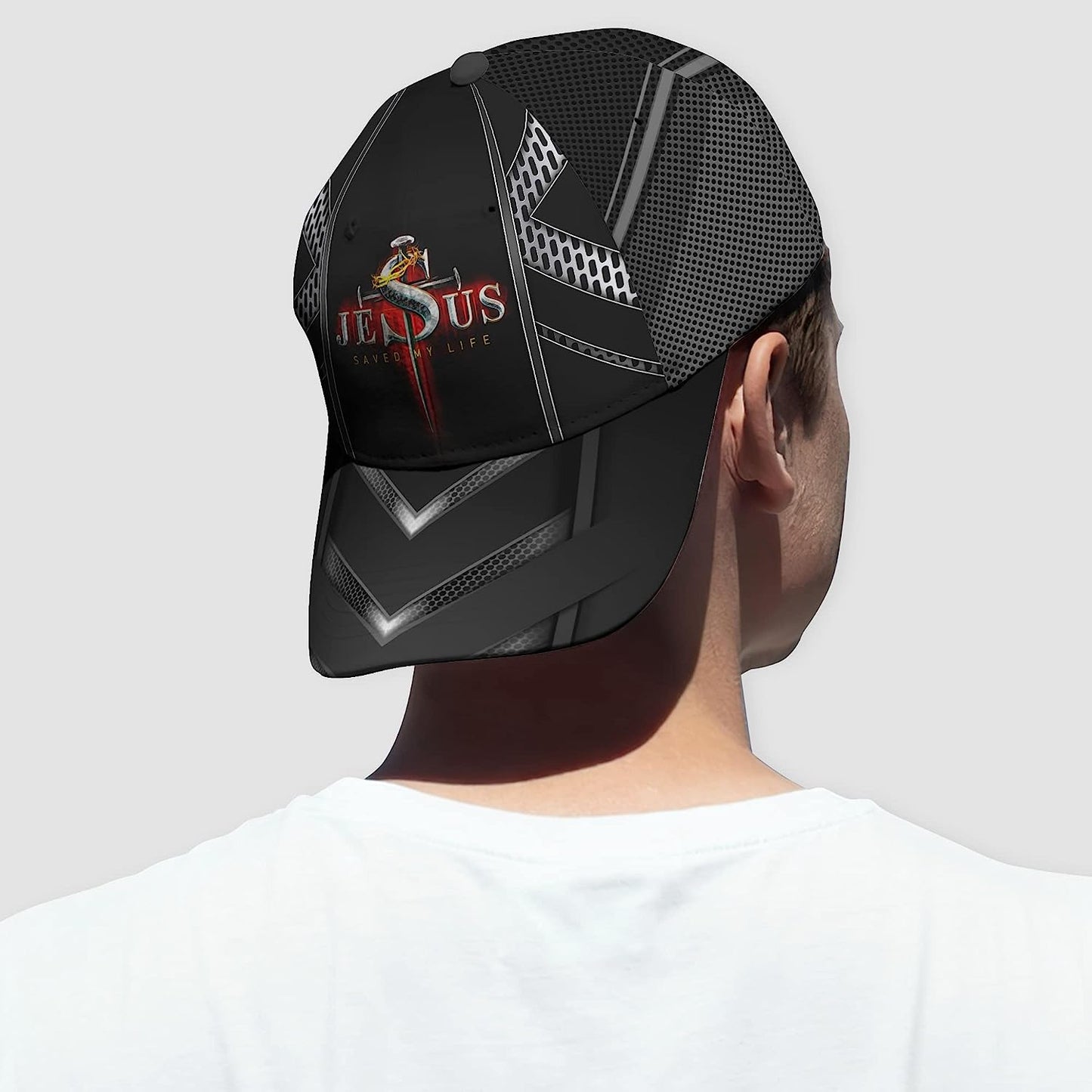 Nails Cross With Crown Of Thorn Jesus Saved My Life All Over Print Baseball Cap - Christian Hats For Men Women