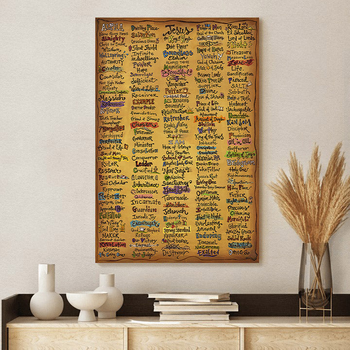 Names Of God - Inspirational Scripture Painting  Canvas Wall Art - Jesus Canvas Pictures - Christian Wall Art