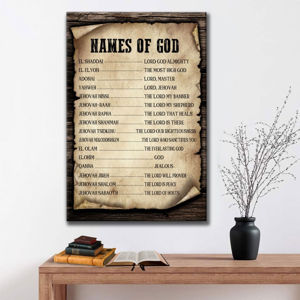 Names Of God Christian Canvas Art - Bible Verse Canvas - Scripture Wall Art