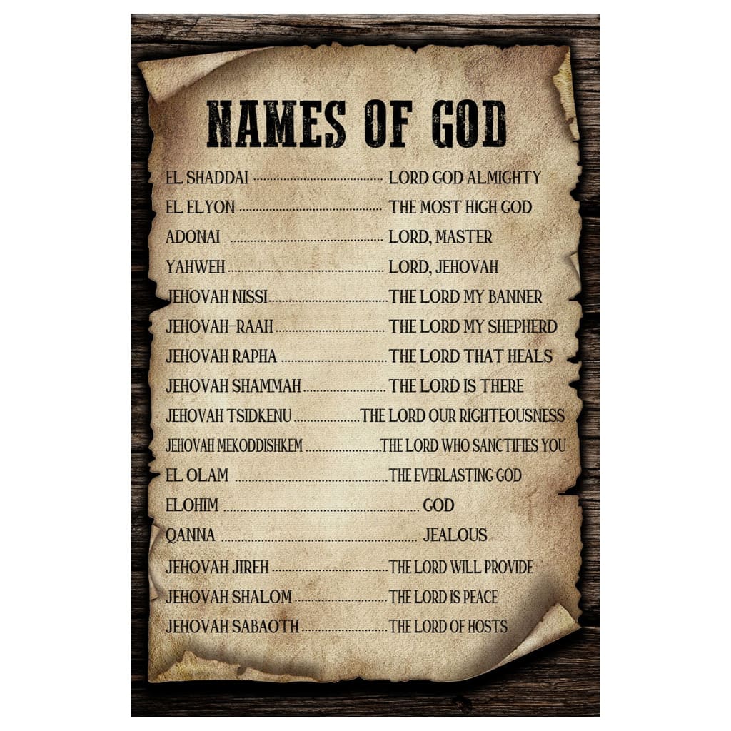 Names Of God Christian Canvas Art - Bible Verse Canvas - Scripture Wall Art