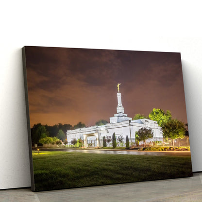 Nashville Temple Stormy Sky Canvas Wall Art - Jesus Christ Picture - Canvas Christian Wall Art