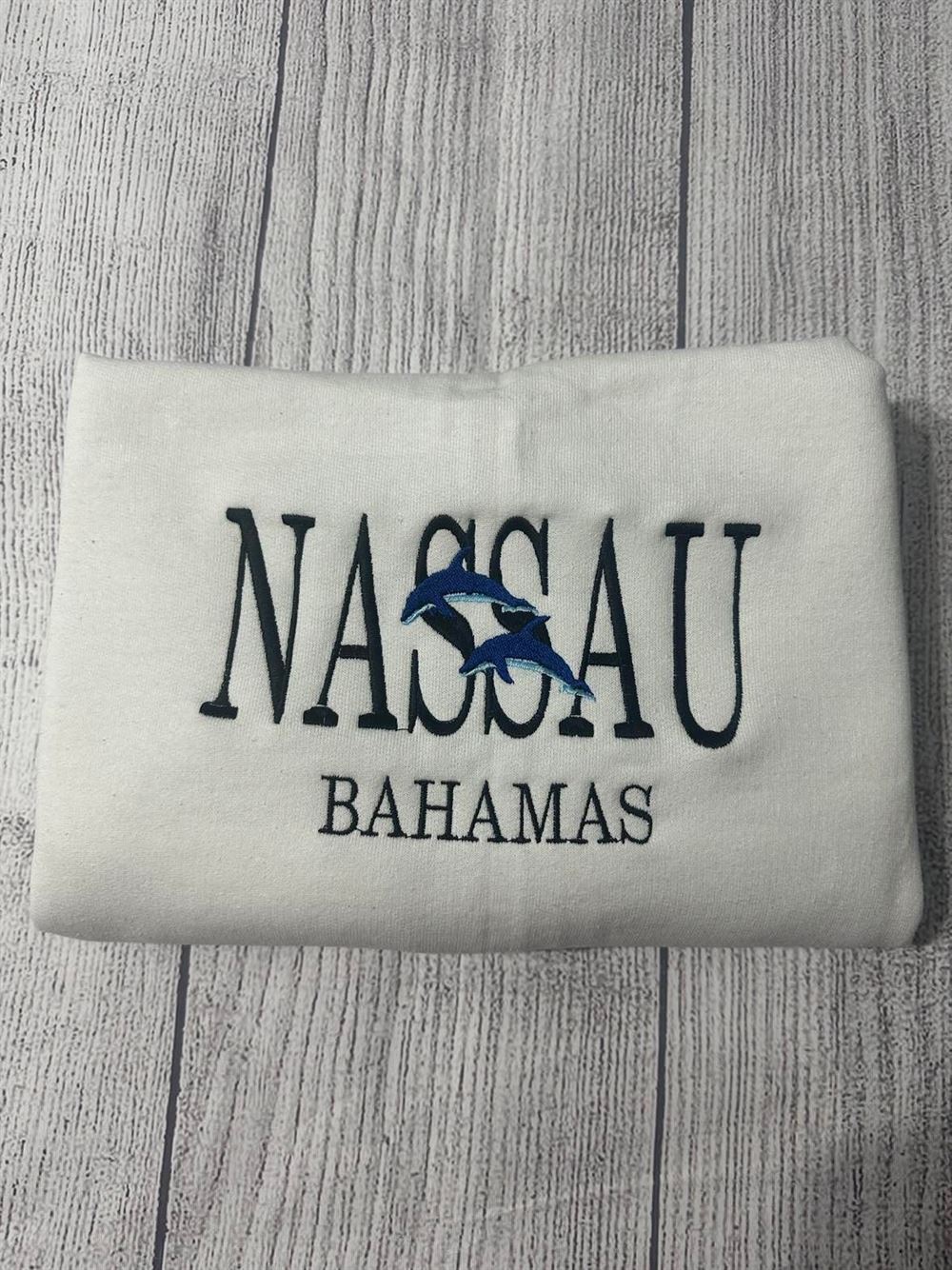 Nassau Bahamas Embroidered Crewneck, Women's Embroidered Sweatshirts