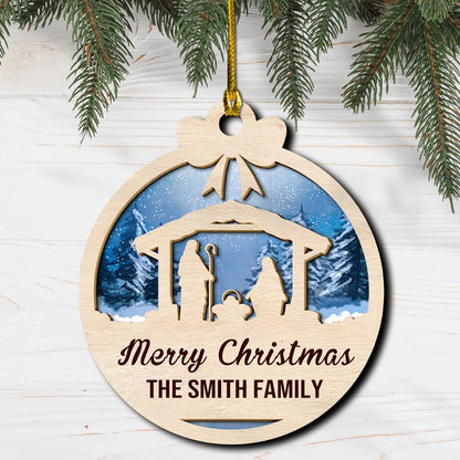 Nativity Christmas Jesus Custom Wood Layered Ornaments - Personalized Ornaments for Christmas Tree Decorations