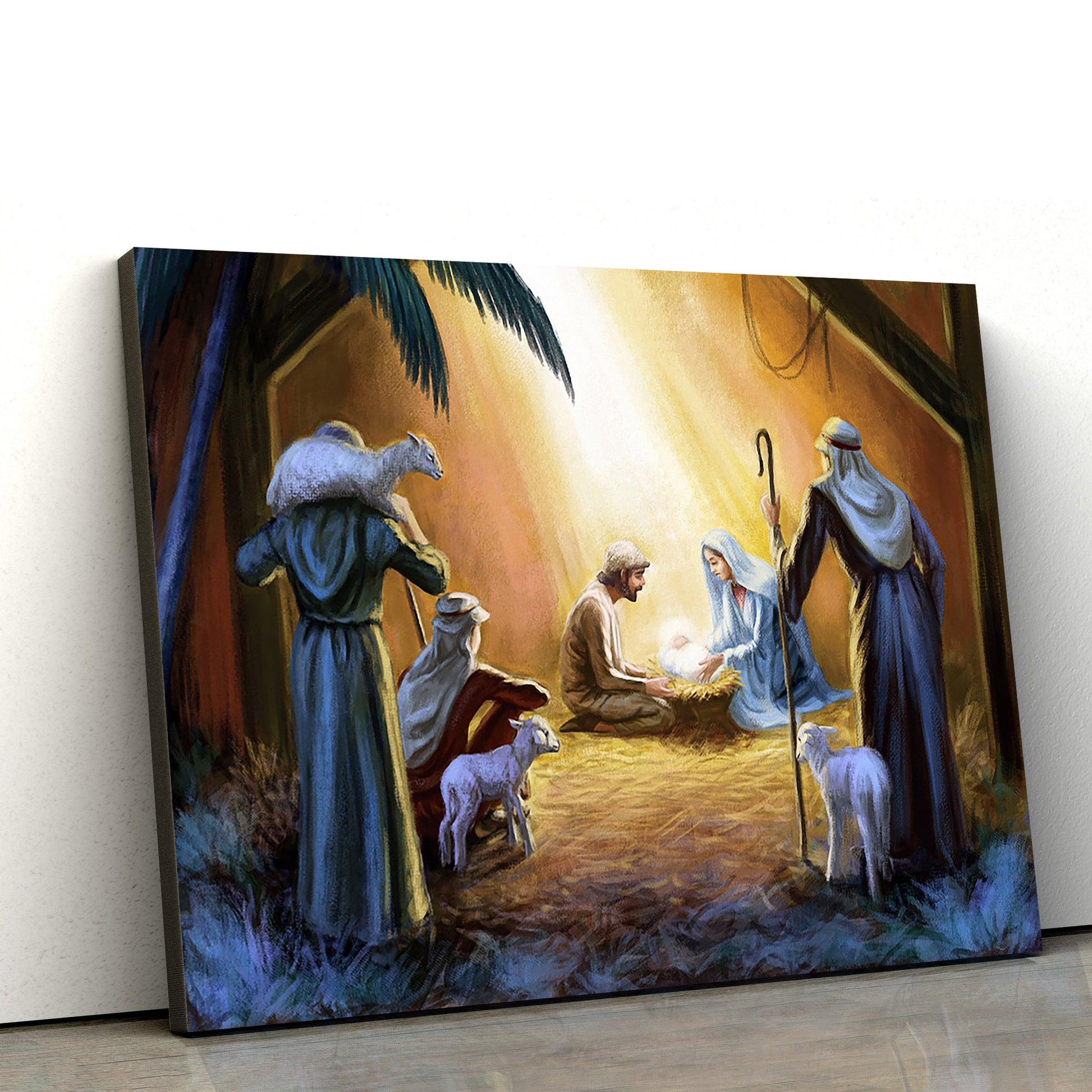 Nativity Joseph Holding Baby 1 - Jesus Canvas Wall Art - Christian Wall Art
