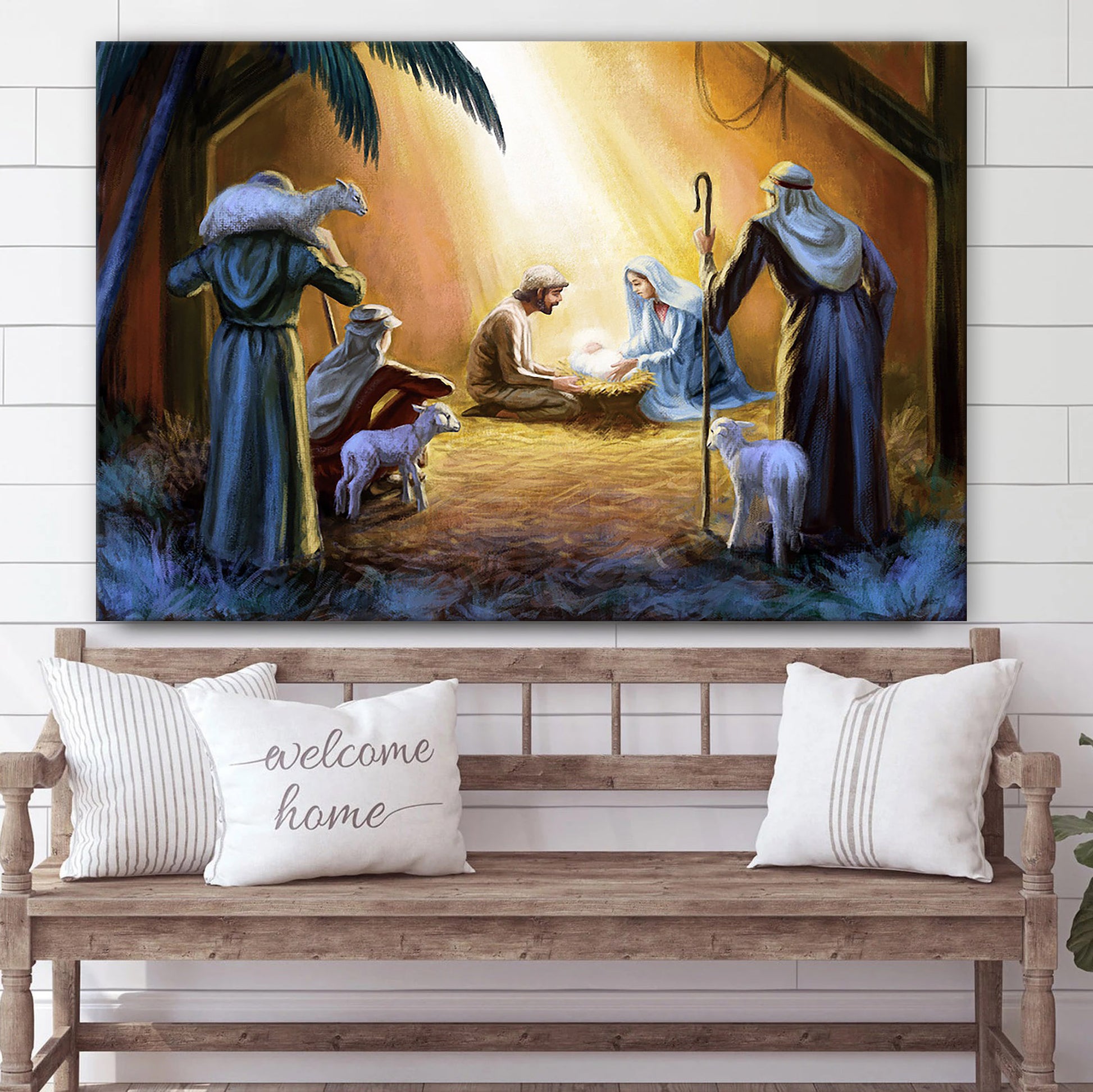 Nativity Joseph Holding Baby 1 - Jesus Canvas Wall Art - Christian Wall Art