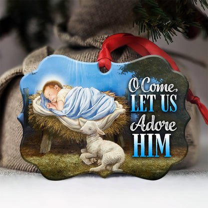 Nativity O Come Let Us Adore Him 2 Metal Ornament - Christmas Ornament - Christmas Gift