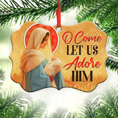 Nativity O Come Let Us Adore Him Metal Ornament - Christmas Ornament - Christmas Gift