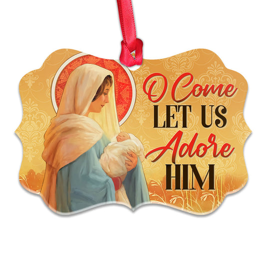 Nativity O Come Let Us Adore Him Metal Ornament - Christmas Ornament - Christmas Gift