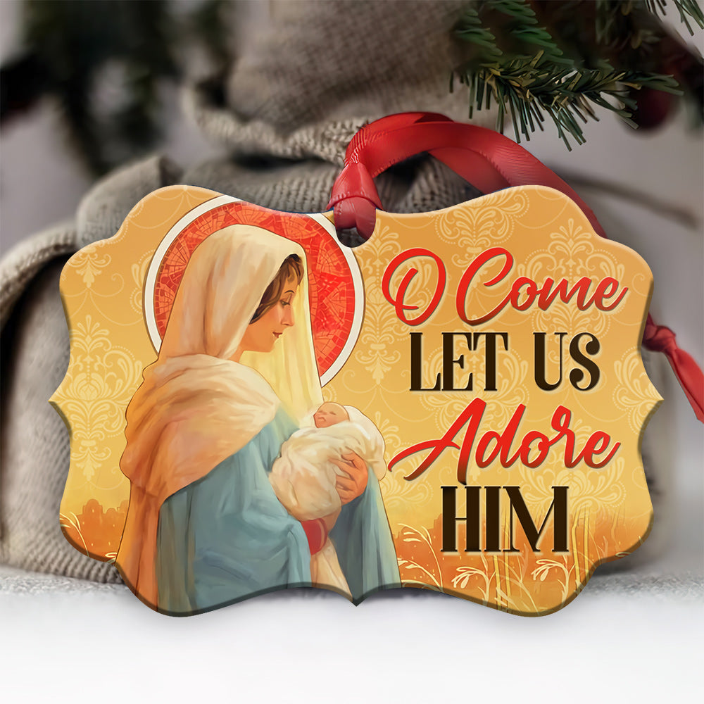 Nativity O Come Let Us Adore Him Metal Ornament - Christmas Ornament - Christmas Gift