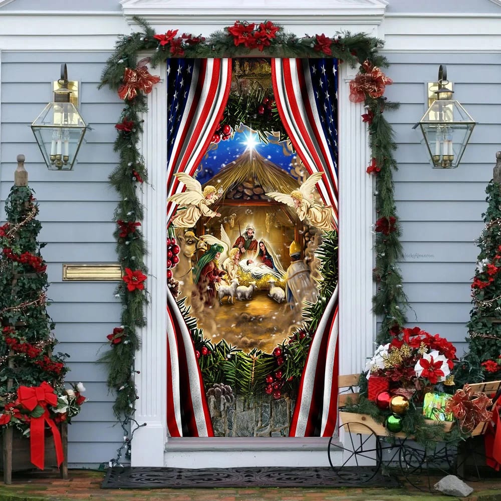 Nativity Of Jesus Christmas Door Cover - Christmas Door Cover - Christmas Outdoor Decoration