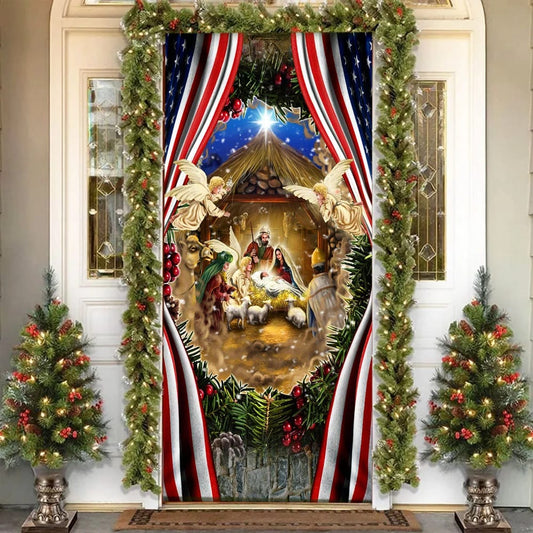 Nativity Of Jesus Christmas Door Cover - Christmas Door Cover - Christmas Outdoor Decoration