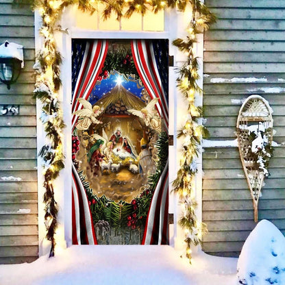 Nativity Of Jesus Christmas Door Cover - Christmas Door Cover - Christmas Outdoor Decoration
