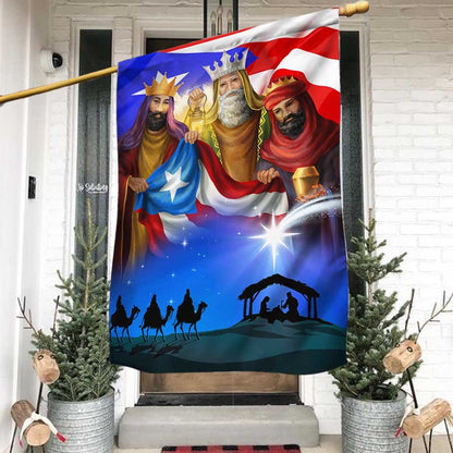 Nativity Of Jesus Three Kings Three Wise Men Puerto Rico Flag - Outdoor House Flags - Decorative Flags