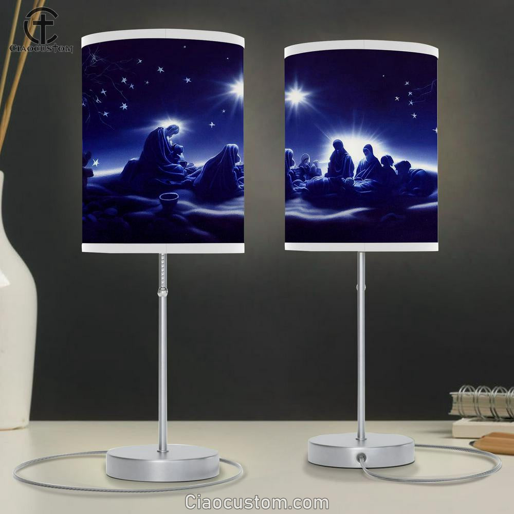 Nativity Scene Christian Christmas Table Lamp Pictures - Faith Art - Christian Table Lamp For Bedroom Decor