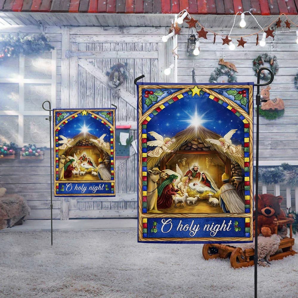 Nativity Scene Christmas Flag O Holy Night - Christmas Garden Flag - Christmas House Flag - Christmas Outdoor Decoration